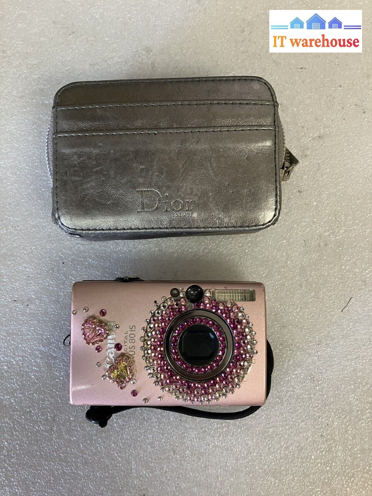 ~ Canon Powershot Pink Ixus 80 Is 8.0Mp Digital Camera W/ Case *Tested Working*