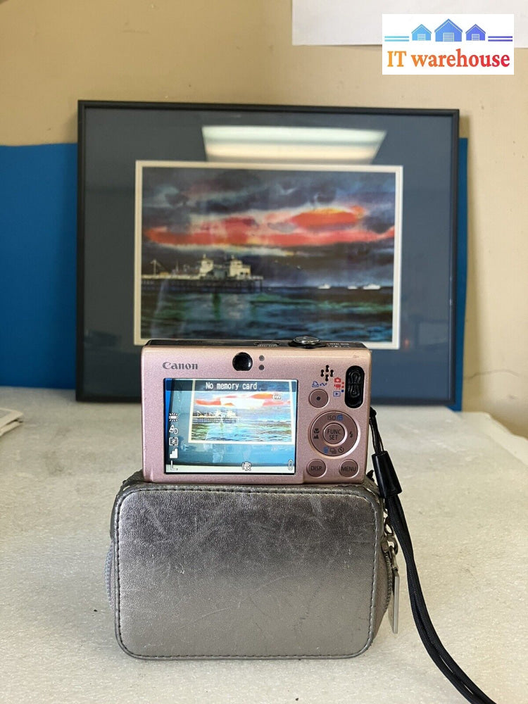 ~ Canon Powershot Pink Ixus 80 Is 8.0Mp Digital Camera W/ Case *Tested Working*