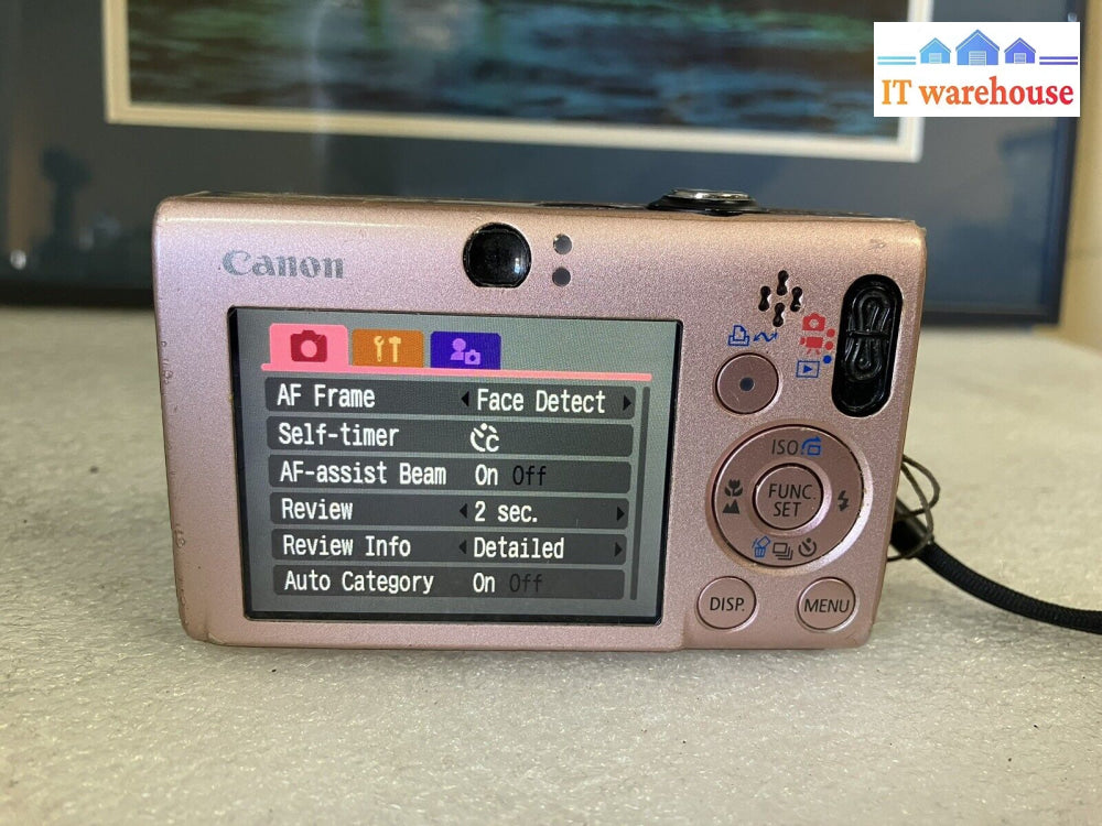 ~ Canon Powershot Pink Ixus 80 Is 8.0Mp Digital Camera W/ Case *Tested Working*