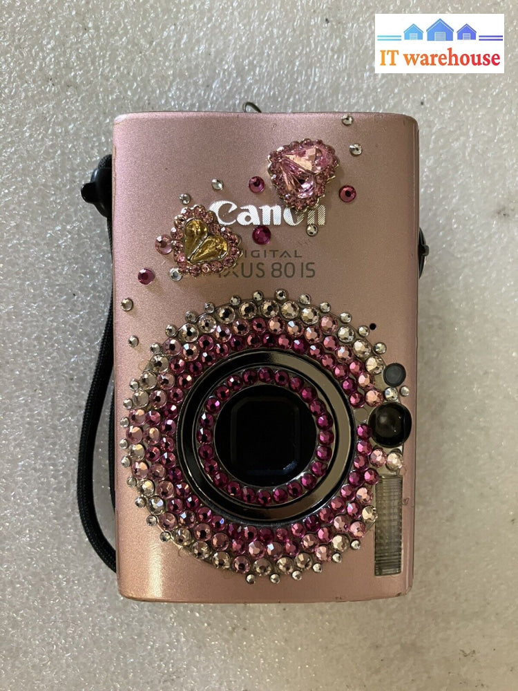 ~ Canon Powershot Pink Ixus 80 Is 8.0Mp Digital Camera W/ Case *Tested Working*