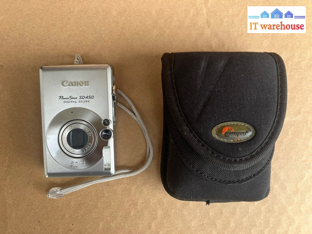 ~ Canon Powershot Sd450 Digital Elph 5.0Mp 5X Camera With Battery & Case