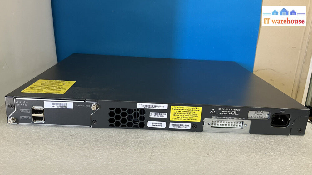 ~ Cisco Catalyst 2960 Ws-C2960X-48Lps-L V05 48 Port Gigabit Poe + Ethernet Switch