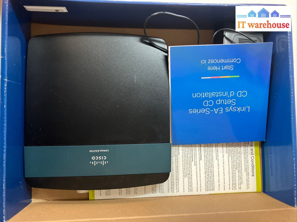 Cisco Linksys Ea2700 Dual Band 4-Port Gigabit Wireless Router With Adapter ~
