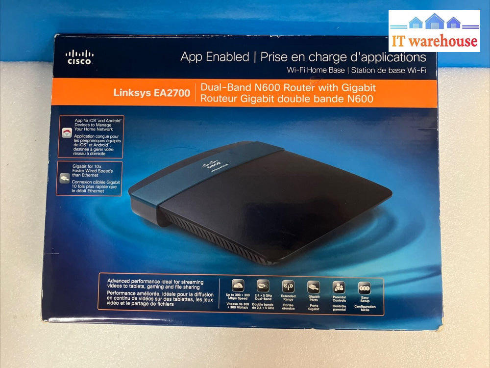 Cisco Linksys Ea2700 Dual Band 4-Port Gigabit Wireless Router With Adapter ~