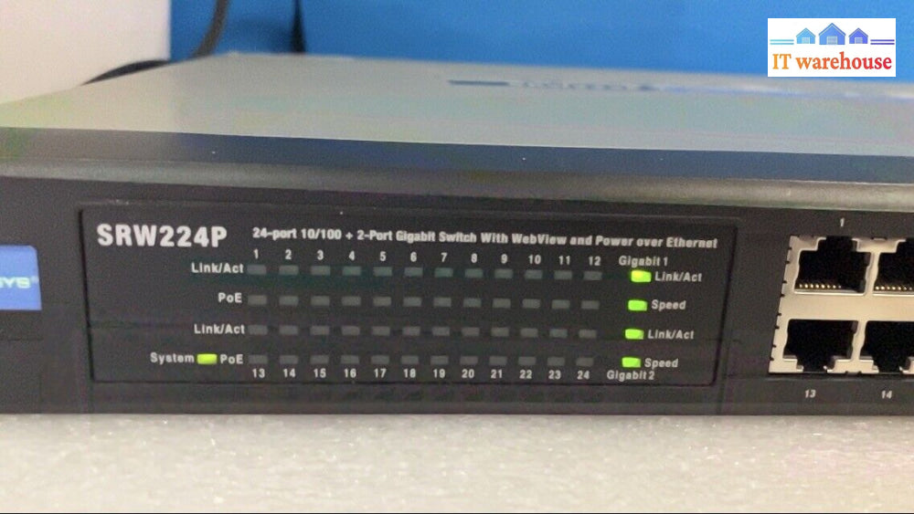 Cisco Linksys Srw224P 24-Port 10/100 Managed 2-Port Gigabit Poe Switch Webview ~