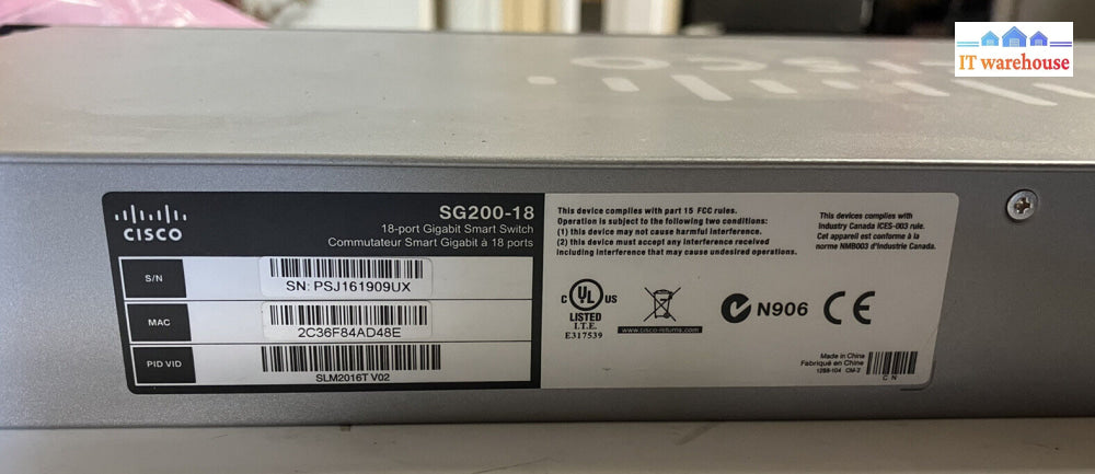 ~ Cisco Sg200-18 18 Port Gigabit Smart Network Switch