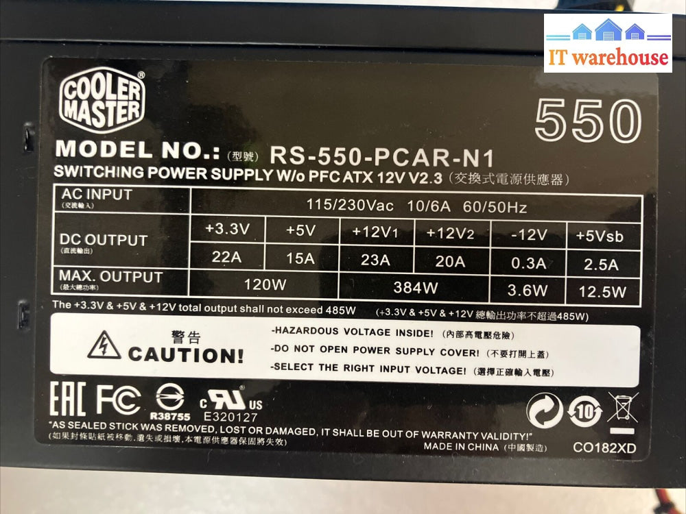 Cooler Master 550W Switching Power Supply Model Rs-550-Pcar-N1 ~