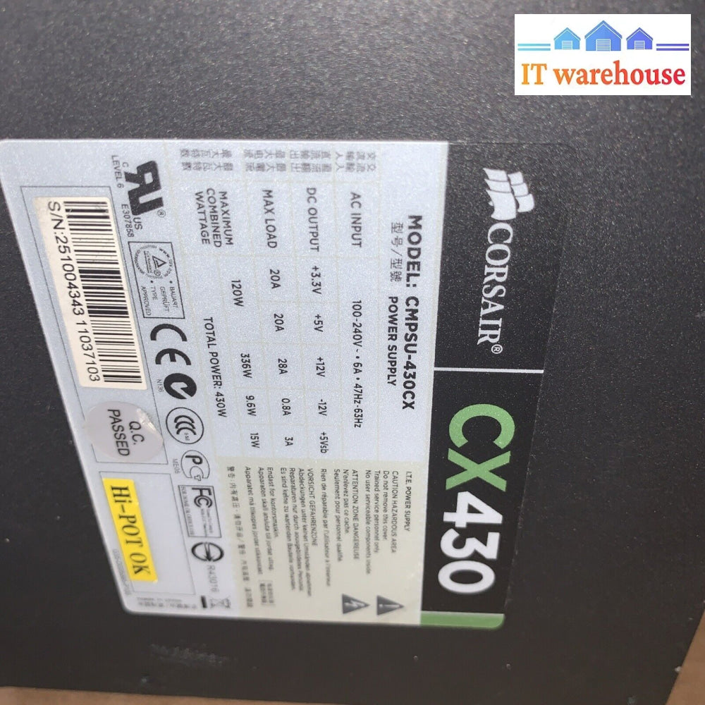 Corsair Cx430 430W Desktop Psu Atx Power Supply Tested (With Pci-E Cable)