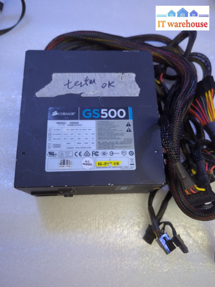 Corsair Gs500 500W Atx Power Supply (2X 6 + 2Pin Pci-E 4 + 4 Pin Cpu) Tested -