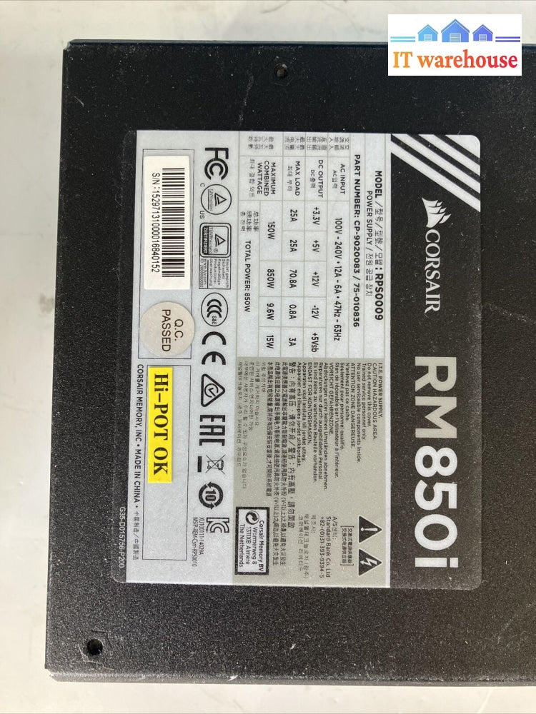 Corsair Rm850I Rps0009 850W 6 + 2 Pin Fully Modular Atx Psu Power Supply *Tested ~