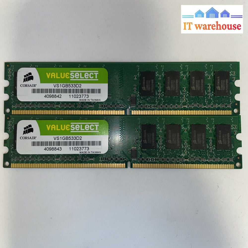 Corsair Vs1Gb533D2 2Gb (2X1Gb) Pc2-4200 Ddr2-533Mhz Non-Ecc Cl4 240P Memory