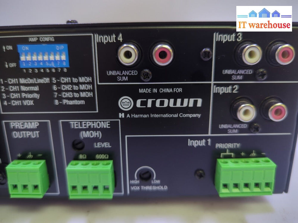 Crown 160MA 4 Input 60W shops Mixer Amplifier w/ Power Cord