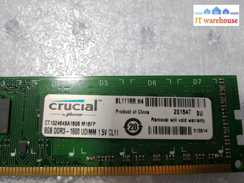 - Crucial 8Gb Ddr3-1600 Pc3 Ct102464Ba160B Dimm Desktop Ram/Memory