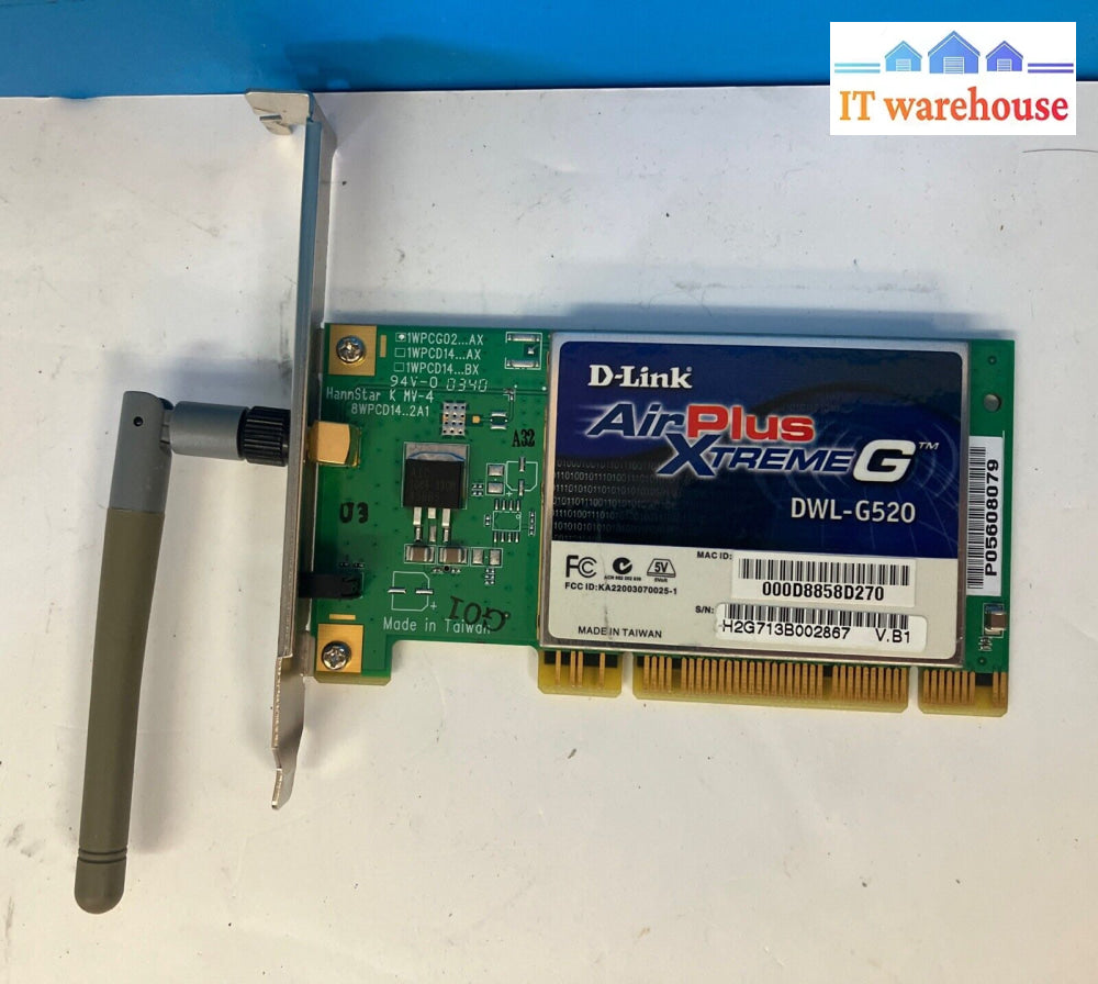 D-Link Airplus Xtremeg Dwl-G520 Desktop Pci Wireless Adapter Ka22003070025-1 ~