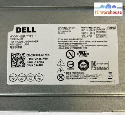 Dell 0949H1 300W Power Supply Psu For Inspiron Desktop B300Nm-01 949H1 *Tested ~
