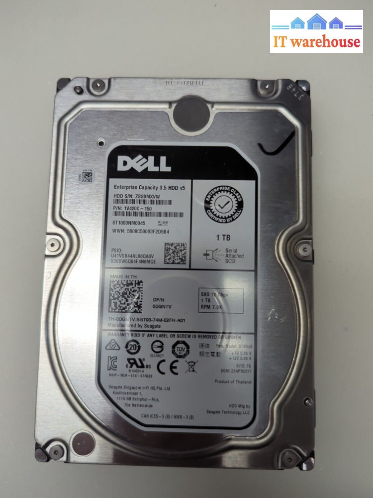 Dell 0Dgntv Dgntv 1Tb Hdd 7.2K Rpm 3.5’ Sas St1000Nm0045 (Tested) -