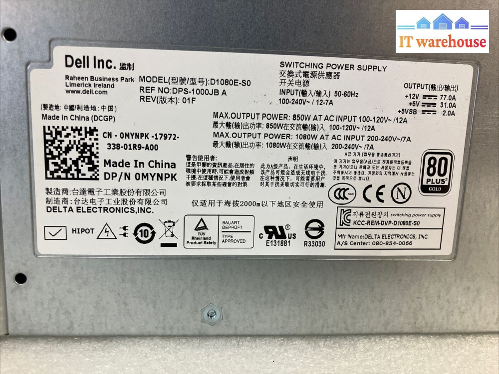 Dell 0Mynpk D1080E-S0 1080W Power Supply Unit For Equallogic Ps6100 Dps-1000Jb ~