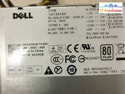 - Dell 305W Power Supply Ac305E-S0 2Cm18 For Dell T110 Ii