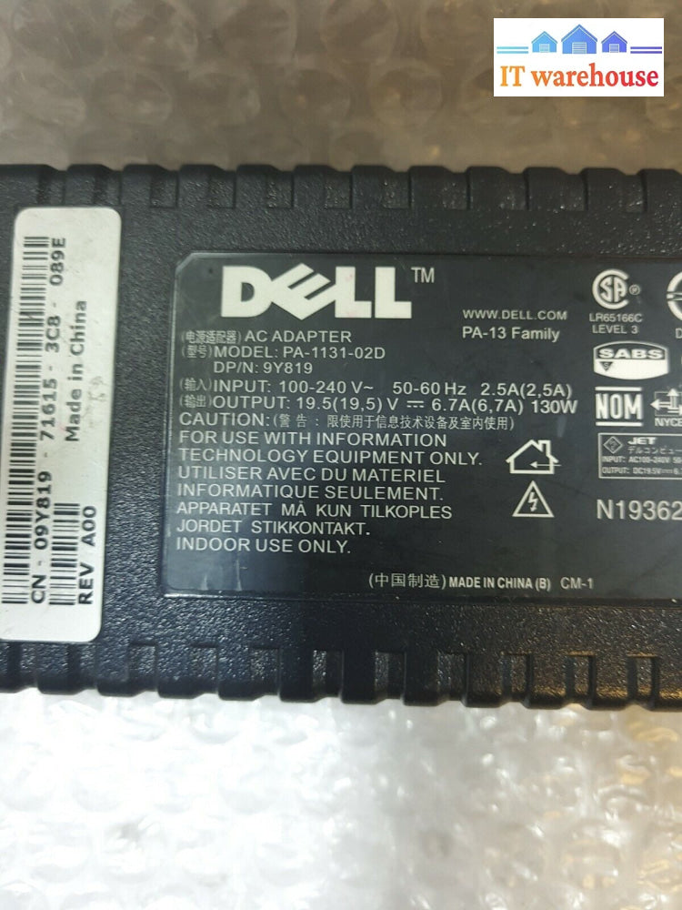 - Dell 9Y819 Pa-1331-02D 130W-Ac Adapter 19.5V 6.7A For Laptops (No Power Cord)