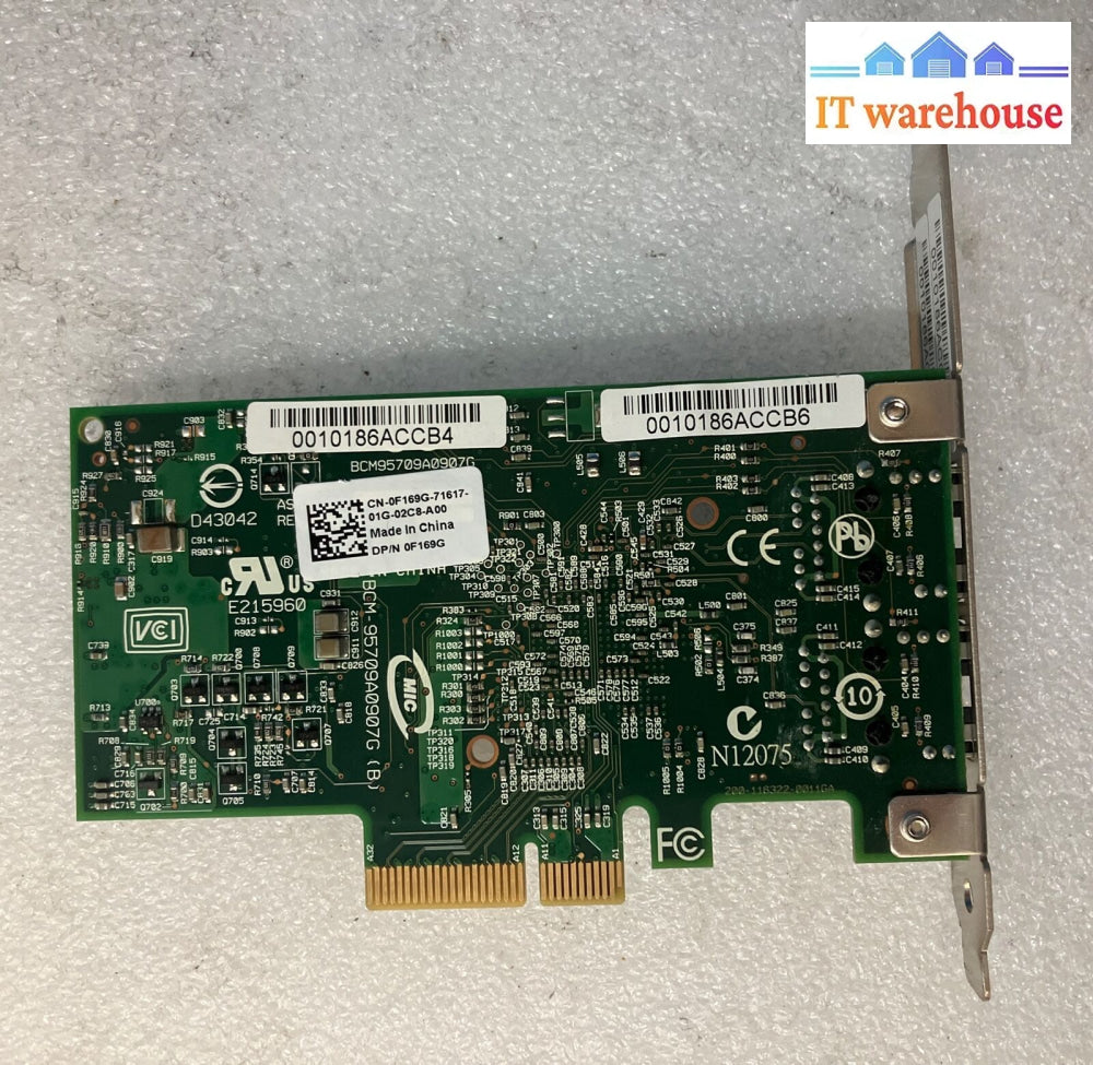 Dell Broadcom 5709 Dual Port Pcie 1G Gigabit Network Adapter Card 0F169G F169G ~