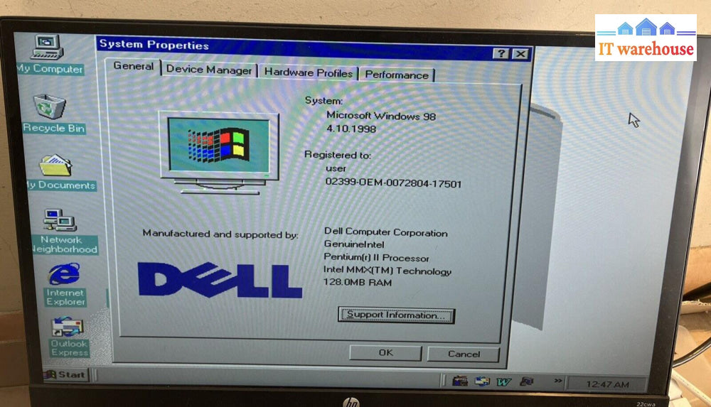 ~Dell Dimension Xps R450 Desktop Intel Pentium Ii 128Mb Ram / 16Gb Hdd Windows98