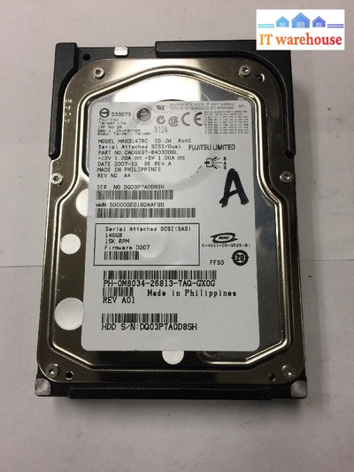 - Dell Fujitsu 146Gb 15K Sas Hard Drive M8034 0M8034 Max3147Rc 3.5’ @@@