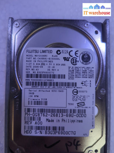 - Dell Fujitsu 36Gb 10K 3Gbps Sff 2.5’ Sas Hard Drive May2036Rc G8762 Tested