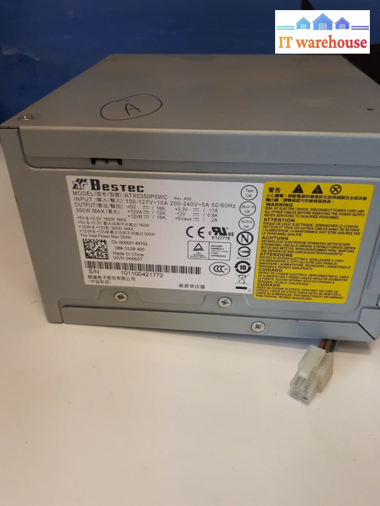 Dell K660T Precision T1500 Workstation Power Supply 350W Insprian Vostro