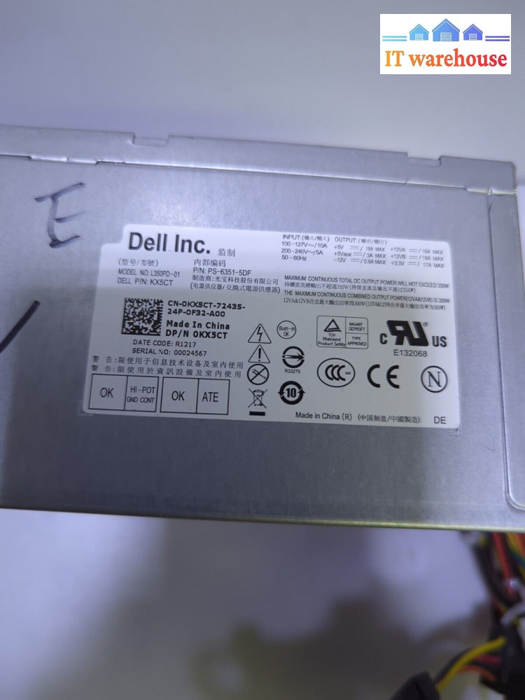 Dell L350Pd-01 Kx5Ct 350W Atx Power Supply *Tested* -