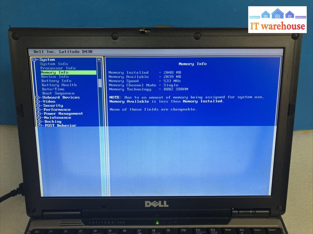 Dell Latitude D430 12’ Laptop Intel Core 2 Duo Cpu / 2Gb Ram No Hdd (Read) ~