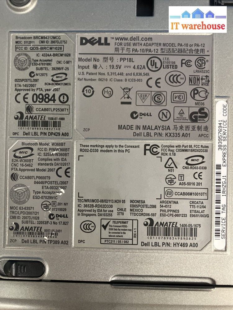 Dell Latitude D630 14’ Laptop Intel C2D Cpu 2Gb Ram 80Gb Hdd Xp (Bad Battery) ~