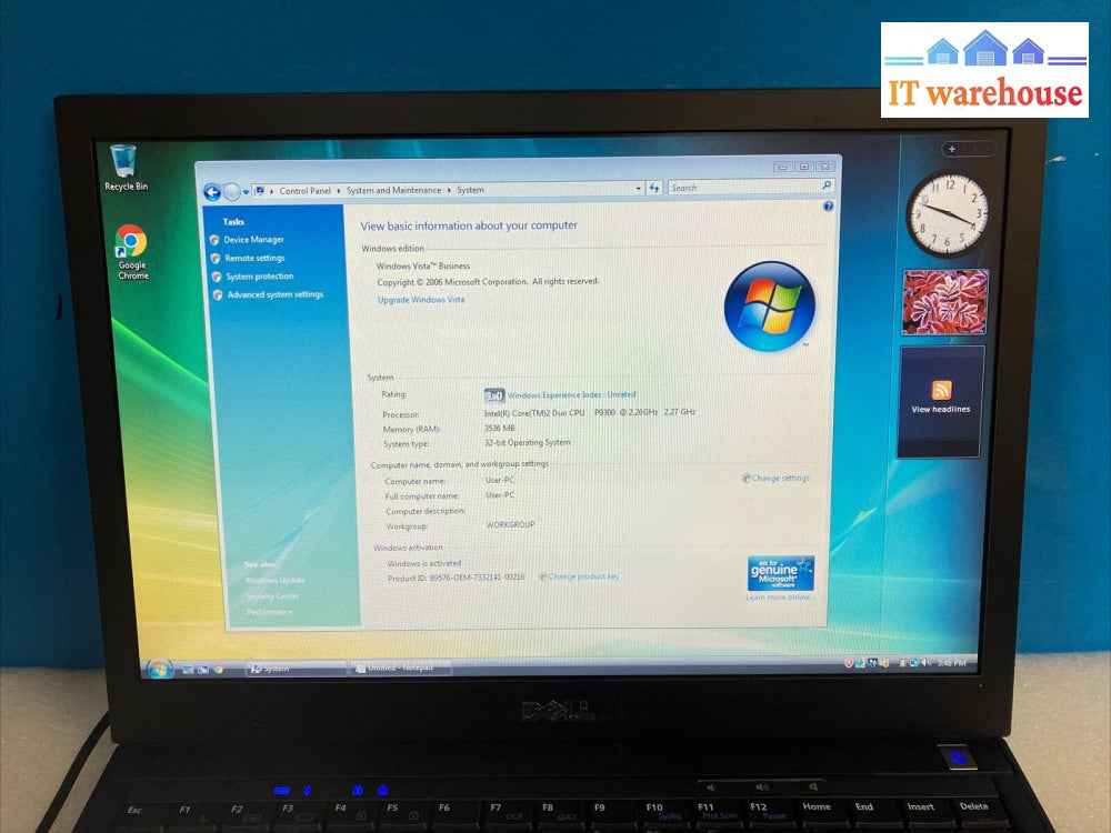 Dell Latitude E4300 Laptop Intel Centrino Cpu / 4Gb Ram 160Gb Hdd /Win Vista ~