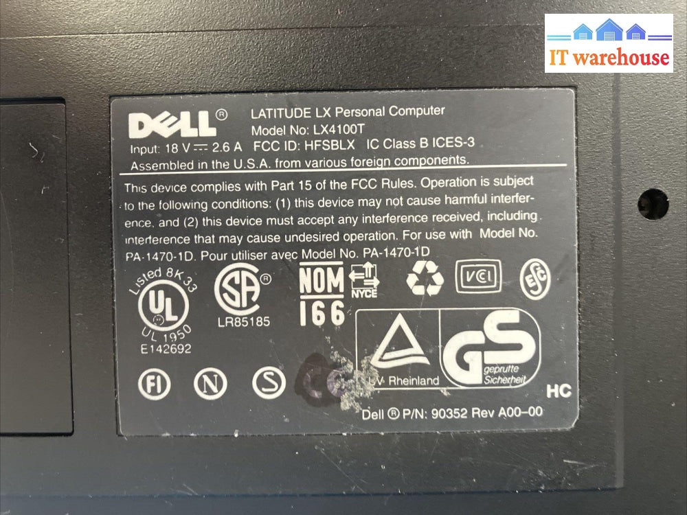 Dell Latitude Lx 4100T 10.5’ Laptop 80486 Cpu / 12Mb Ram Windows 95 (Read) ~