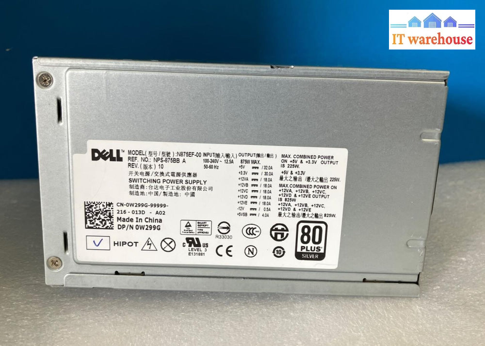 Dell N875Ef-00 Nps-875Bb 875W For Precision T5500 Switching Power Supply W299G ~