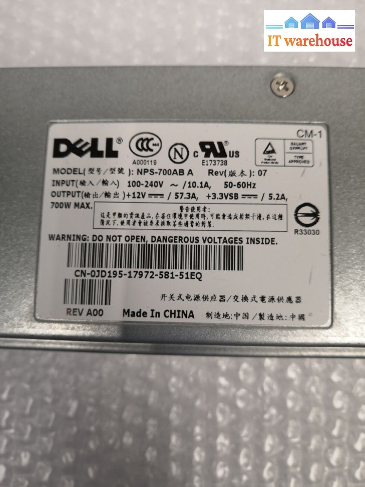 - Dell Poweredge 2850 Server Redundant Power Supply Nps-700Ab Dp/N Jd195 @@@