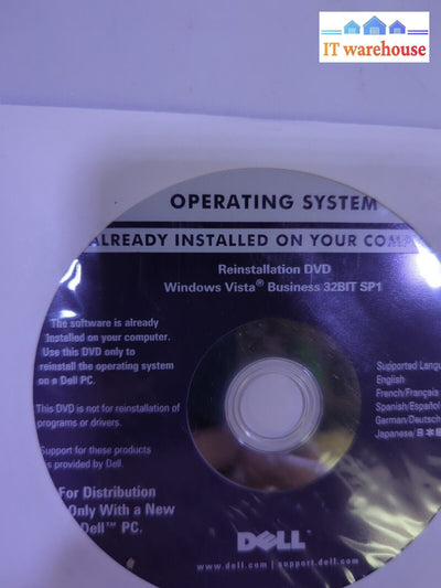 Dell Reinstallation Dvdwindows Vista Business 32Bit Sp1 (No Key) -