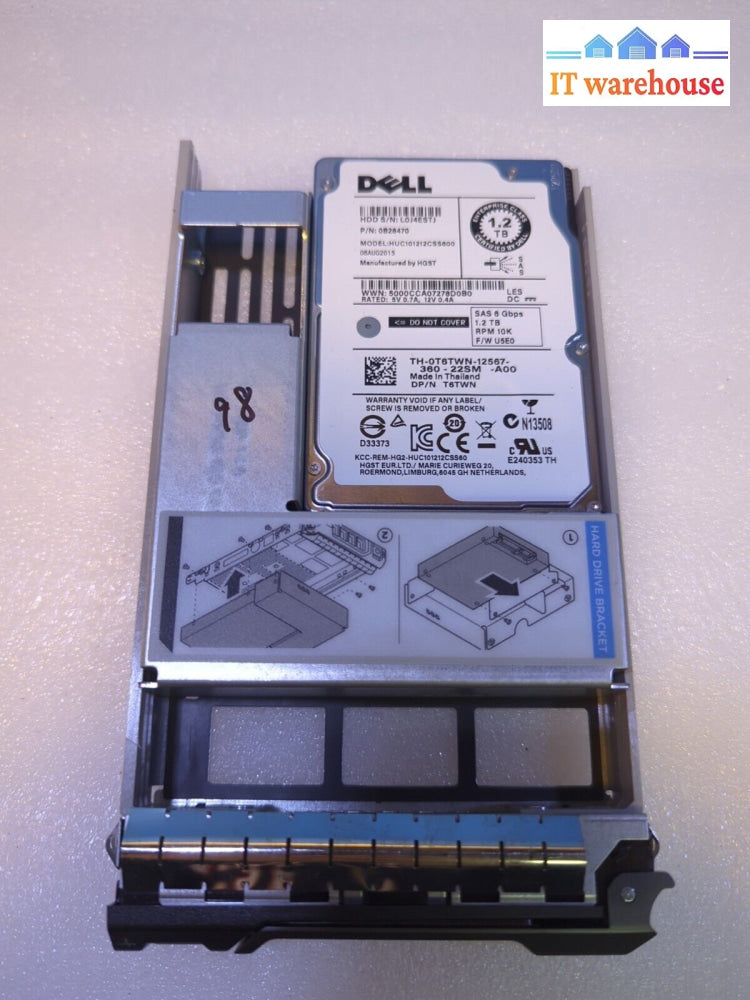 Dell T6Twn 1.2Tb 10K 6Gbps Sas 2.5’ Hdd 0T6Twn W/58Cwc Caddy Tested -