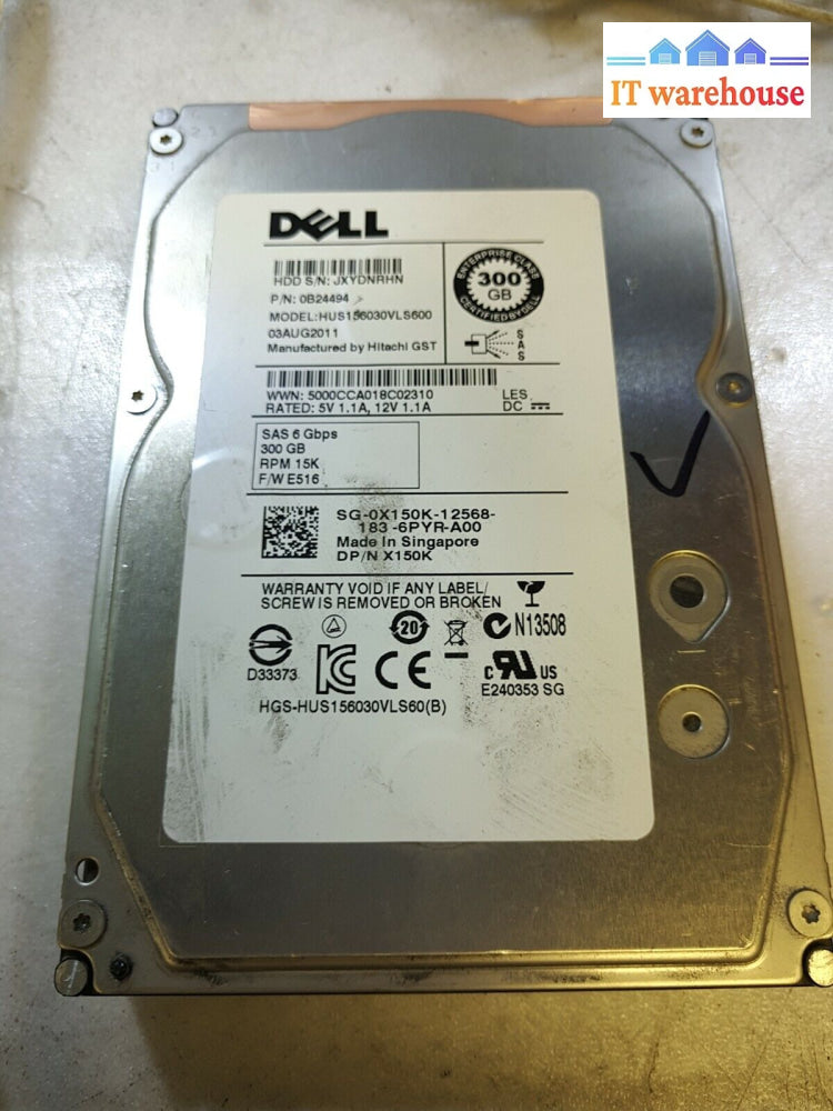 - Dell X150K 300Gb 15000Rpm Sas 3.5’ Hard Drive 6Gbps 64Mb Hus156030Vls600