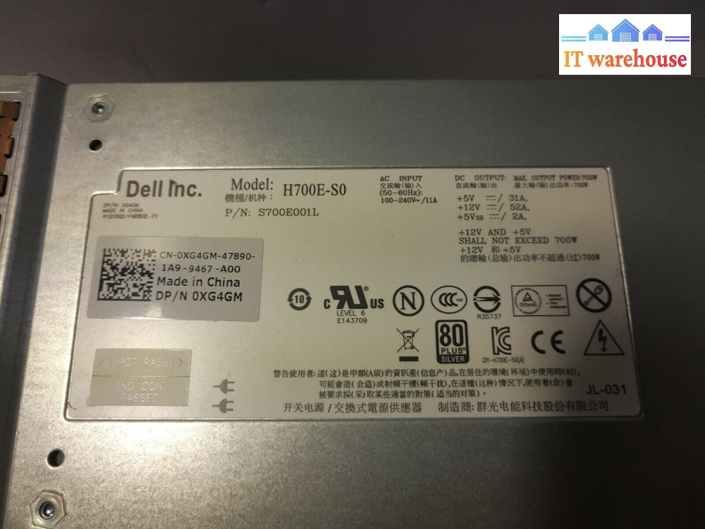 - Dell Xg4Gm Equallogic Ps4100 Redundant 700W S700E001L Power Supply H700E-S0