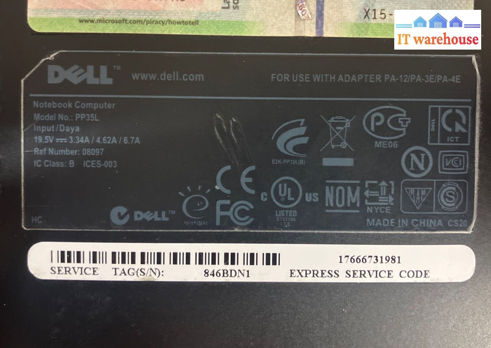 Dell Xps 1645 15.6’ Laptop I7-Q720 Cpu / 4Gb Ram 160Gb Hdd Xp (Bad Battery)~