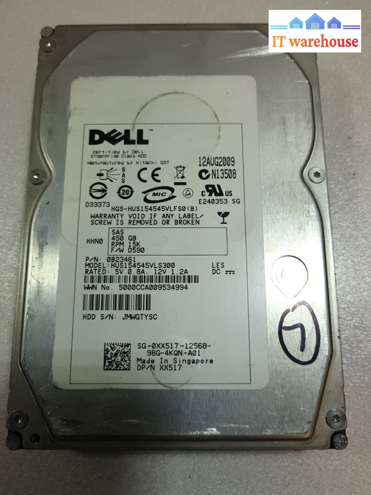 - Dell Xx517 Hus154545Vls300 450Gb 15K Sas Hdd@@@