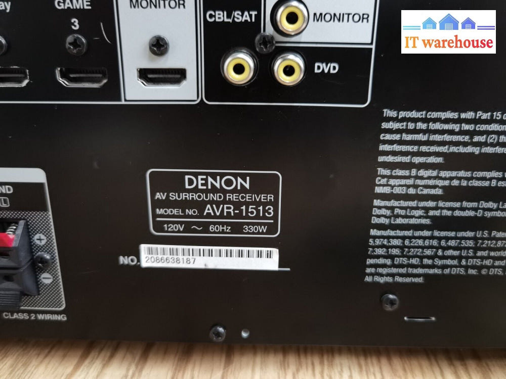 $ Denon Avr-1513 Av Surround Home Theater Receiver - No Remote Tested