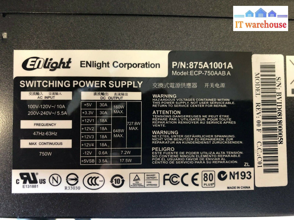 *Ecp-750Aab Power Supply 750W