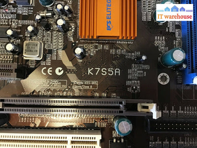 Ecs Elitegroup K7S5A Motherboard W/ Amd K7 Athlon Cpu Heatsink Fan 0.5Gb Ram I/O