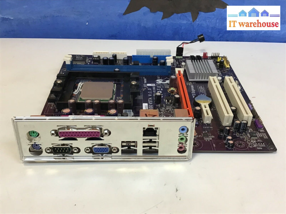 Ecs Gf6100-M754 V1.0 Micro Atx Motherboard W/Amd Athlon 3200 + & I/O Plate Tested