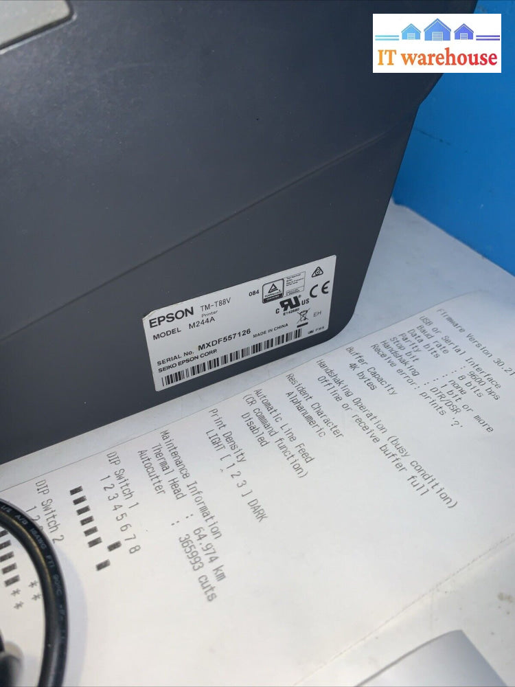 Epson Tm-T88V M244A Pos (Usb/Serial) Thermal Printer With Ac Tested