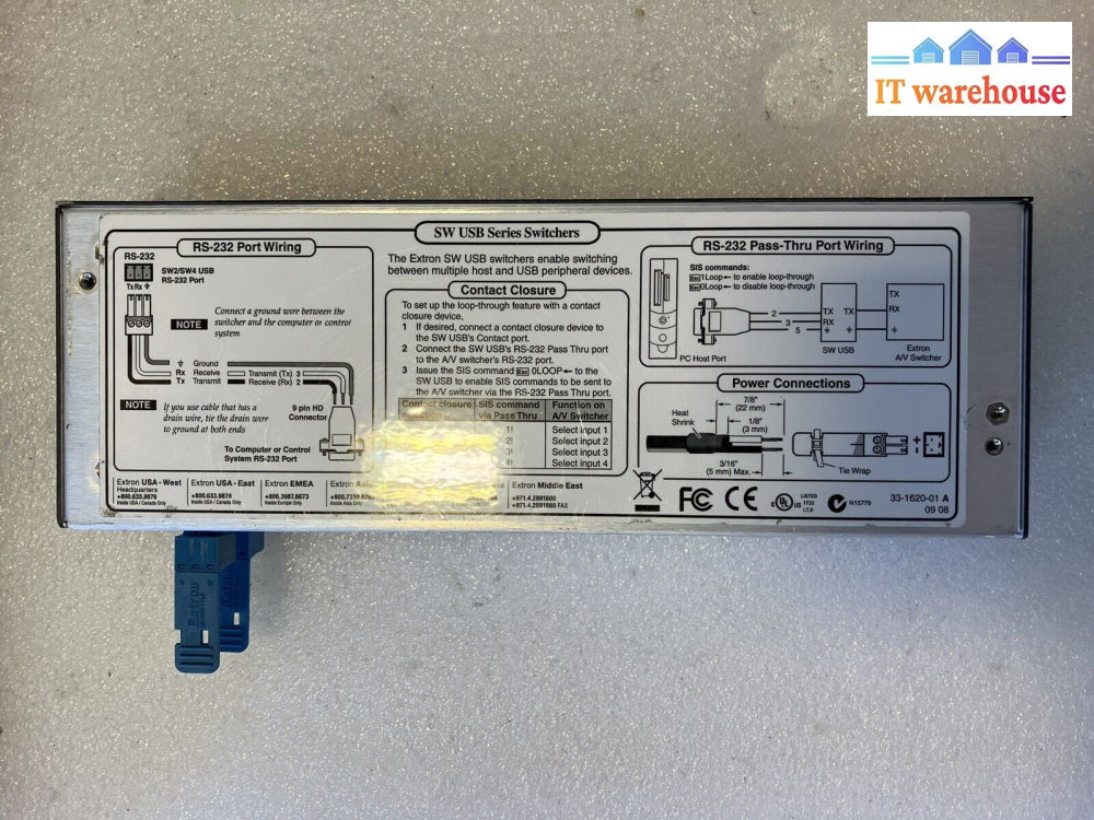 ~ Extron Sw Usb Series Sw2 Two Input / 4 Output Rs232 Switcher