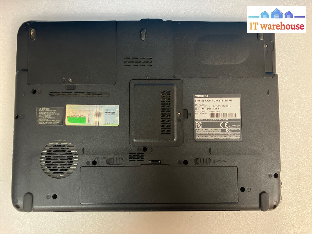 ~ (For Parts As Is) Toshiba Satellite A300 15.6’ Laptop C2D Cpu 2Gb Ram (Read)