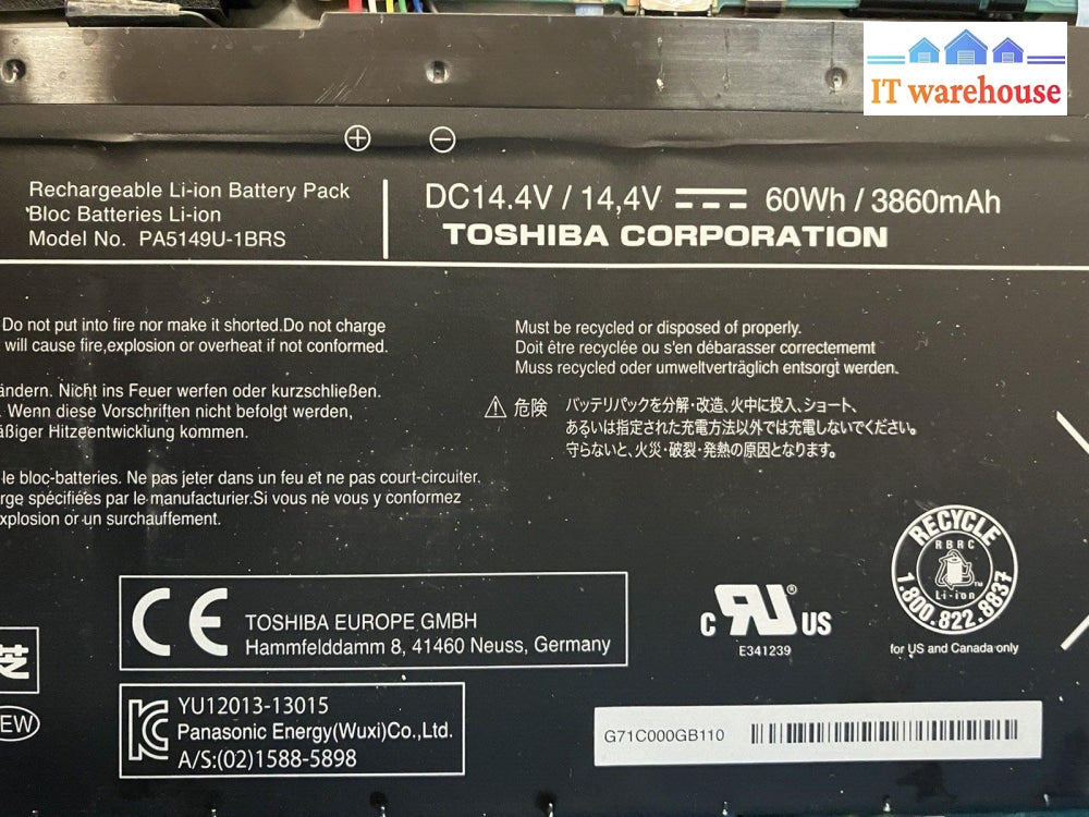 ~ (For Parts As Is) Toshiba Tecra Z40-A 14’ Laptop I5-4300U Cpu No Ram Disk