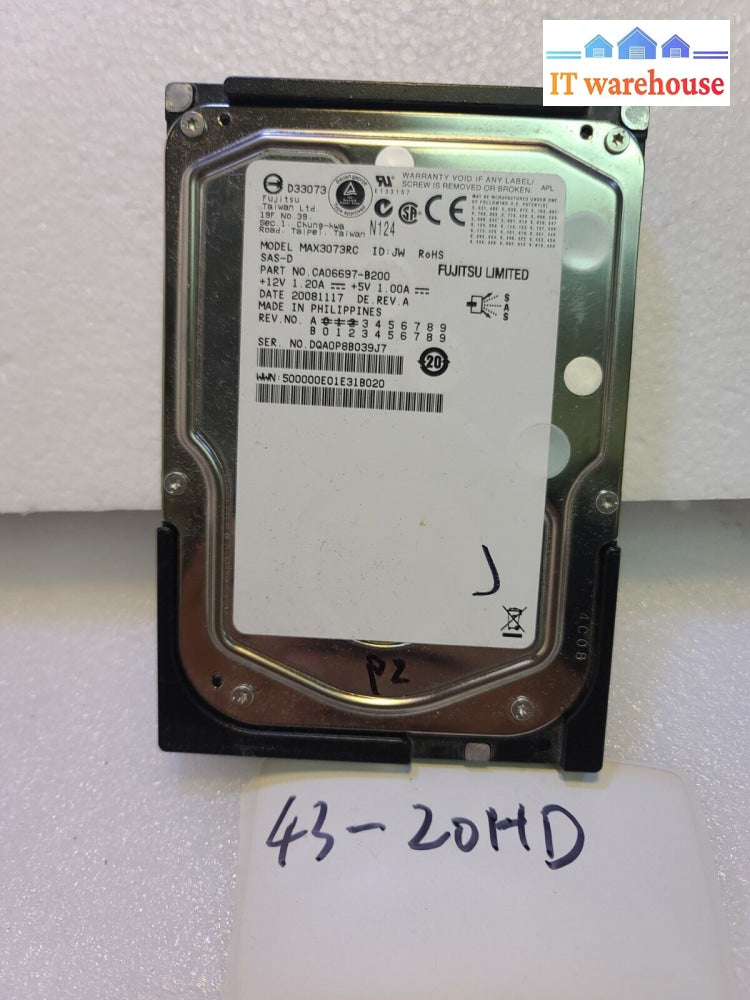 - Fujitsu Max3073Rc Ca06697 3.5’ 15K Rpm 73Gb Sas Hdd Hard Drive Tested